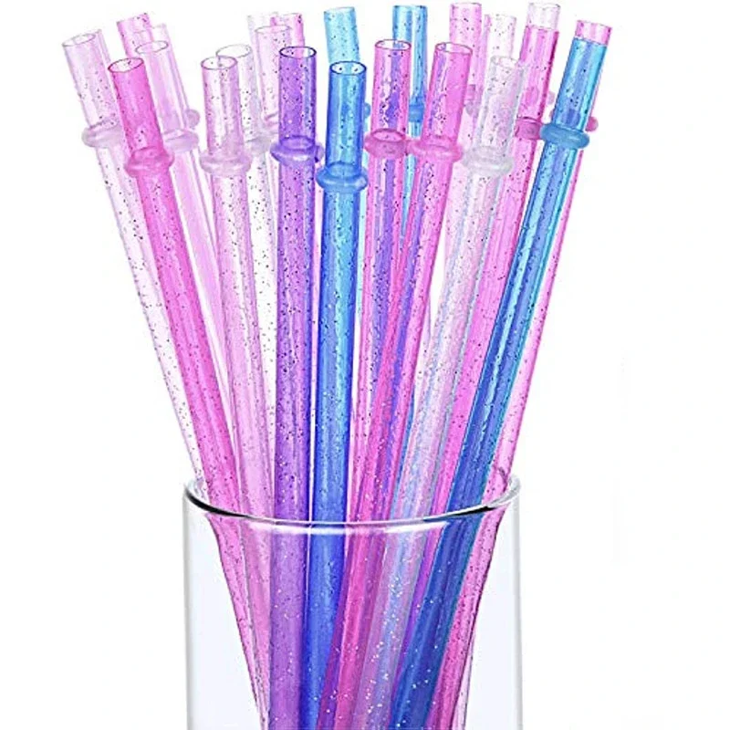 10 Stuks Herbruikbare Plastic Rietjes Glitter Rietjes Rietjes Duidelijk Sparkle Stro Met Reinigingsborstel 9 Inch Voor Tumbler Bar Party