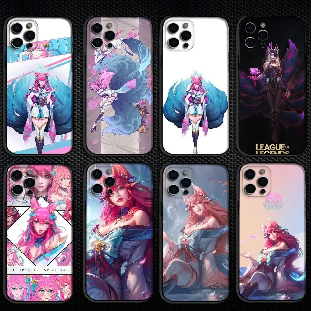 

Ahri Of League Of Legends Phone Case For iPhone 16,15,14,13,12,11 Plus,Pro Max, Soft Silicone Black Cover