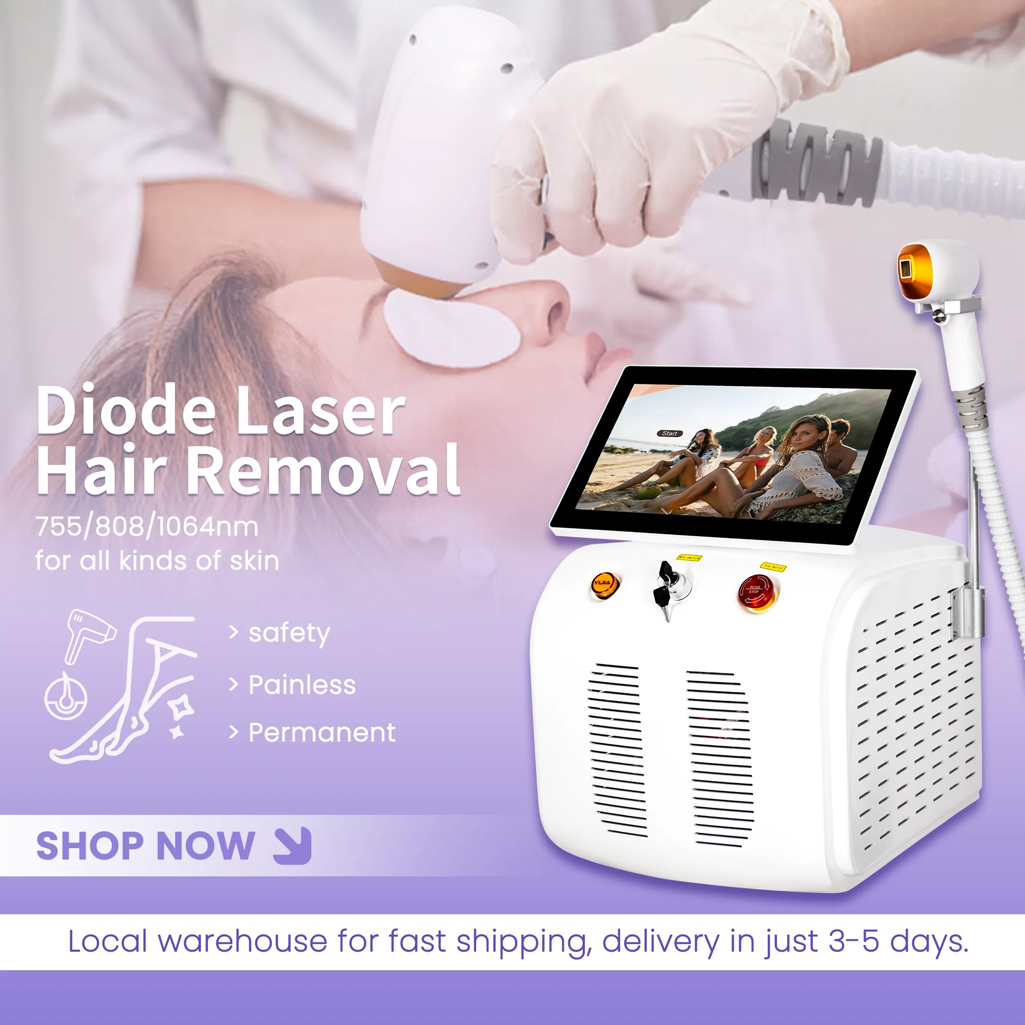 

Alexandrite 4000W 808 Hair Removal Laser Diode Machine Ice Alexandrit Body Underarm Cooling Head Permanent Painless Epilator