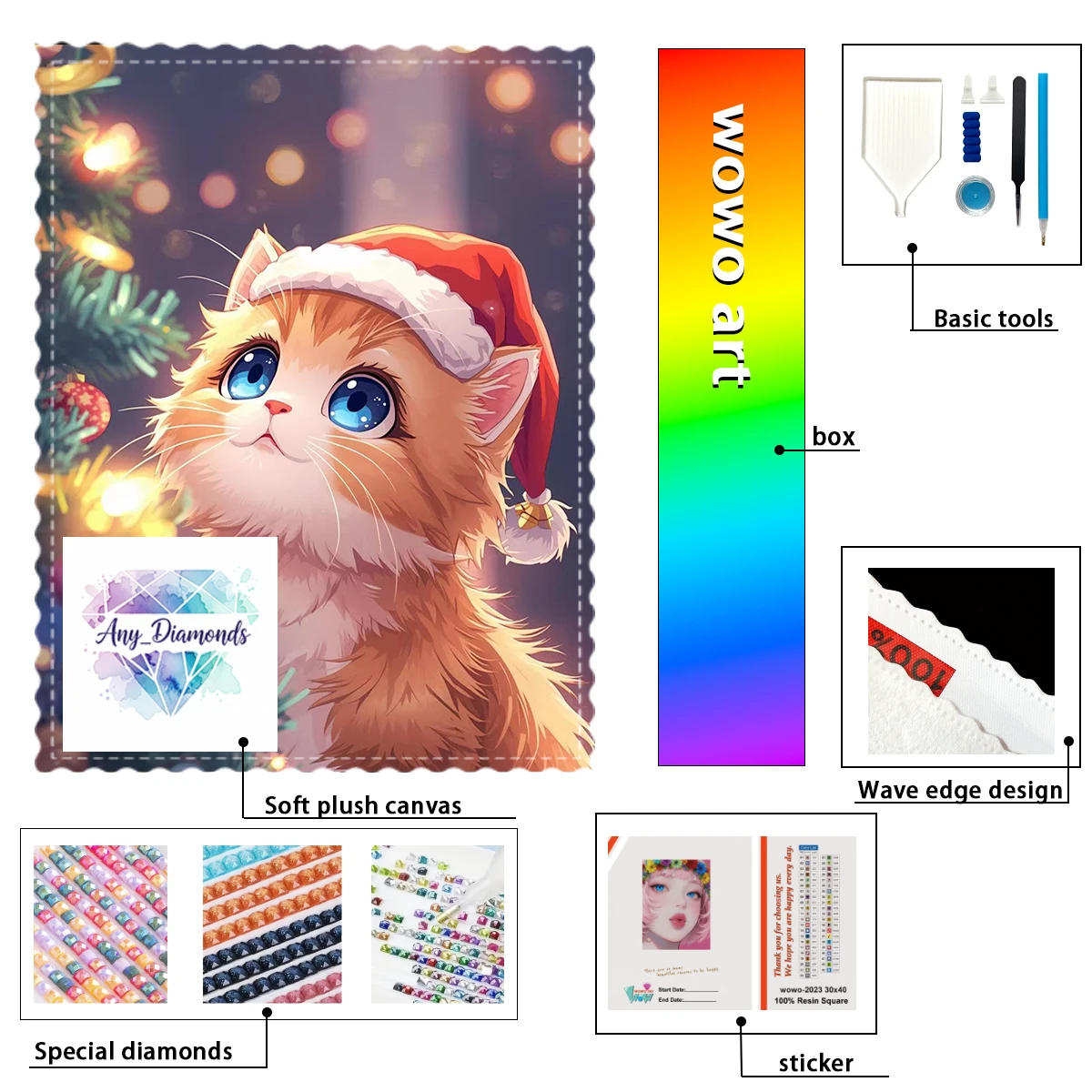 

【ANY_ Diamond Art】Рождественский Кристалл Кота AB Горный Хрусталь FD Горный Хрусталь Идеальный Смола Бриллиант