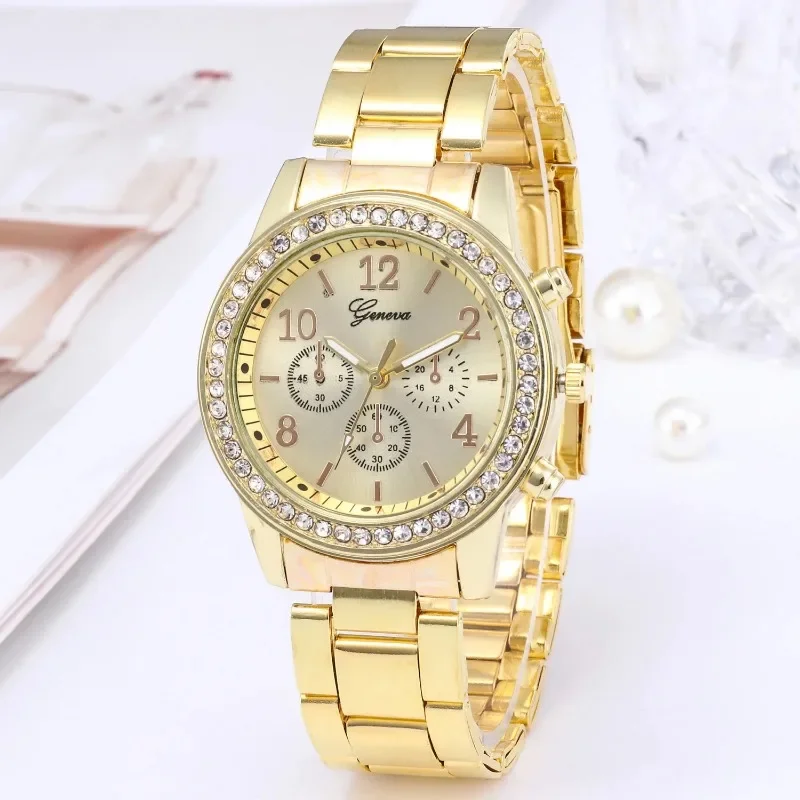 Luxury Quartz Women Watch Business Fashion Casual Round Rhinestone Silver Stainless Steel Strap Wristwatch Relogio Feminino