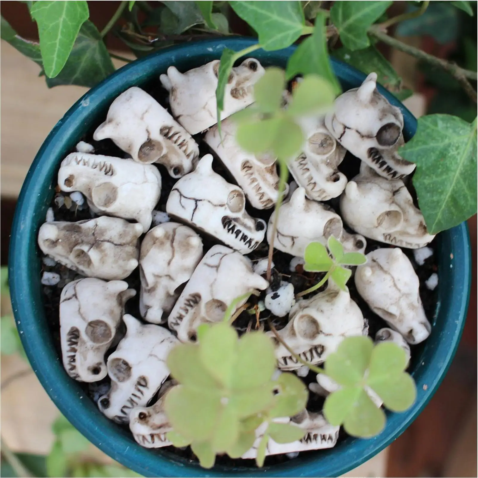 20pcs Resin Dragon Skull Decoration Mini Paving Stone Outdoor Landscape Decoration Dragon Skull Design Flowerpot Filler Stones