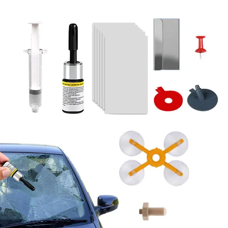 

Glass Repair Kit Glass Filler Fixing Liquid Kit For SUV Car Windshield Repair Kit For Fixing Cracks Chips Nicks Crescents