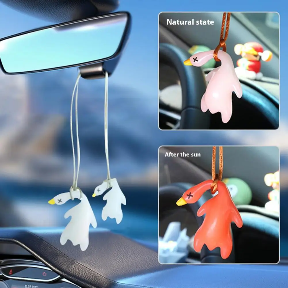 Temperature Indicator 4pcs Color-changing Roast Duck Car Pendants Cute Swing Rearview Mirror Ornaments Uv Temperature Indicator
