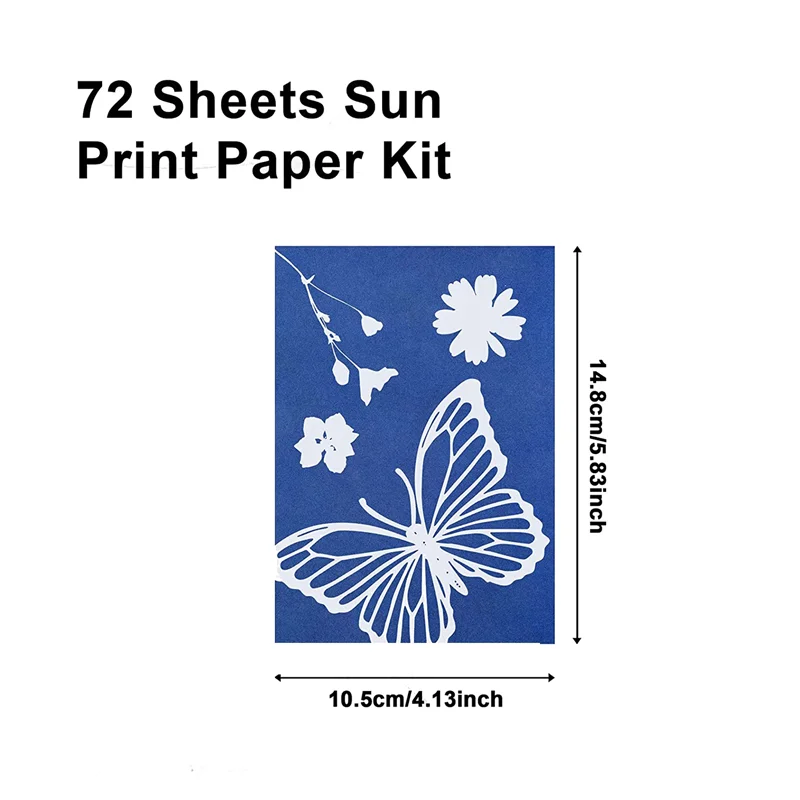 73 Pieces Sun Print Paper Cyanotype Paper Kit, Solar Drawing Paper Sensitivity Nature Printing Paper