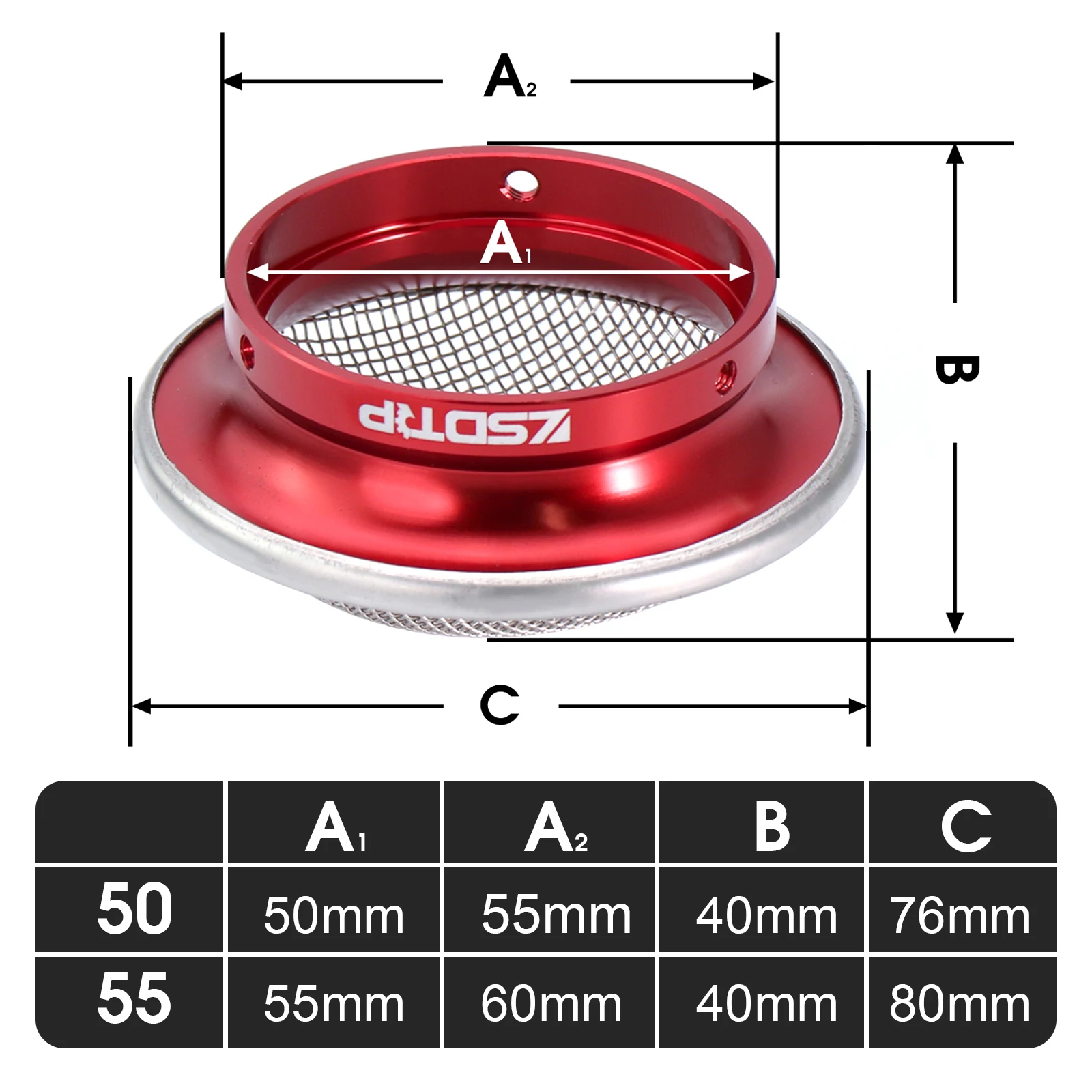ZSDTRP H20 50/55mm For PWK 21-34mm Carburetor Modified Motorcycle Air Filter Cup with Stainless Steel Net Wind Cup