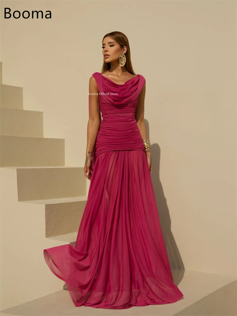 Booma linha a cinta de espaguete plissado vestidos de noite sem mangas vestidos formais para mulheres elegantes vestidos de baile feitos sob encomenda