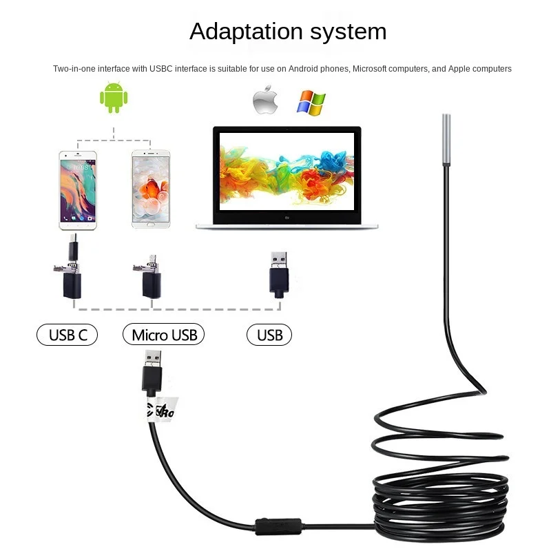 HD 5.5mm 5M Industrial Endoscope Car Pipe Unlocking Air Conditioning Inspection and Maintenance Waterproof Endoscope