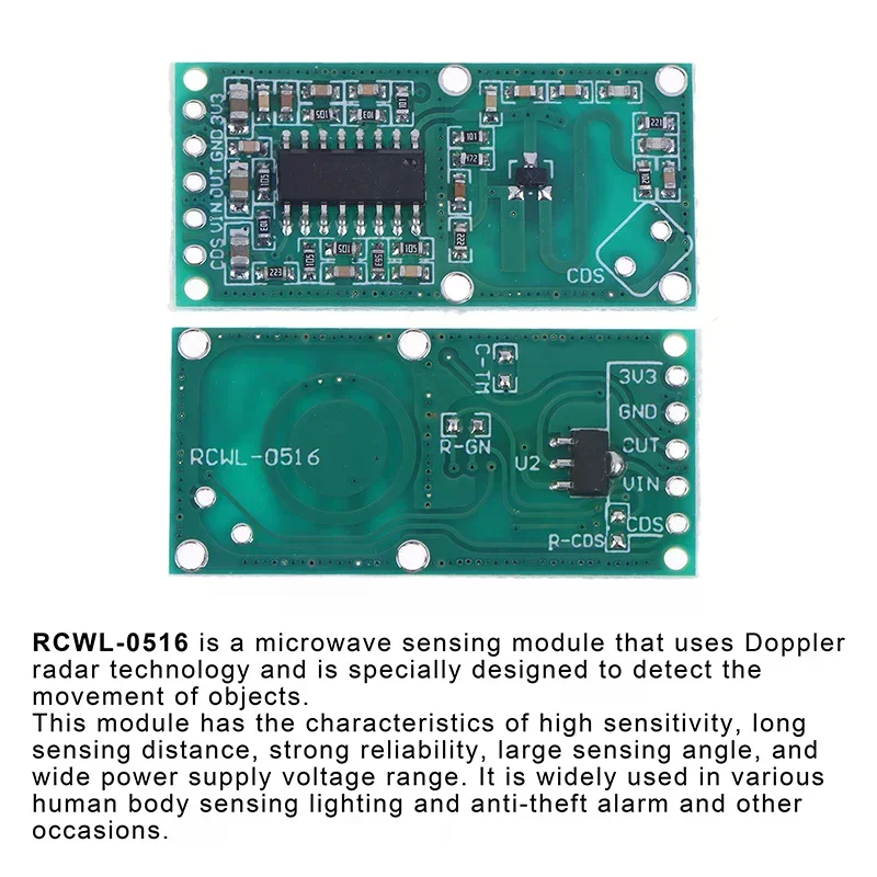 1/5Pcs RCWL-0516 Microwave Radar Intelligent Sensor Module Human Body Induction Switch Board For  Diy Accessories