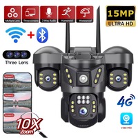Three Lens PTZ IP Camera Outdoor HD Three Screen 4G Security Camera Auto Tracking 15MP Wireless WiFi Video Surveillance CCTV Cam