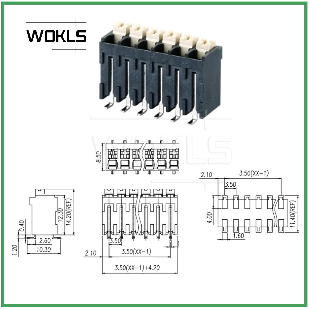 10Pcs/lot  3.5mm surface-mount technology (SMT) Phoenix PCB terminal blocks  KF2035V SPT-SMD1.5