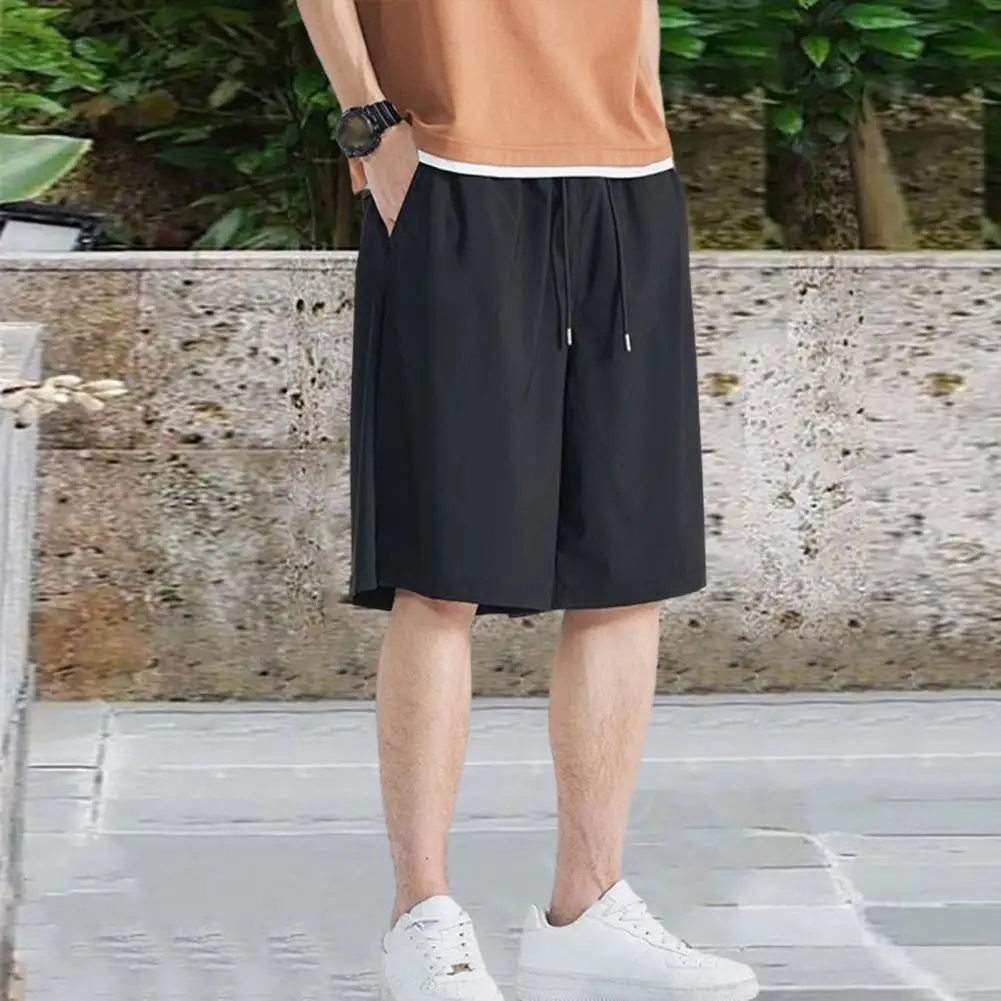 

Men Shorts Men's Thin Sports Cropped Pants Loose Straight Leg Cool Breathable New Fashion Trend Casual Sports Pocket Solid