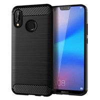 Shockproof Silicone Case for Huawei P20 Lite Brushed Carbon Fiber Phone Case for p20lite Huawei Soft Back Cover