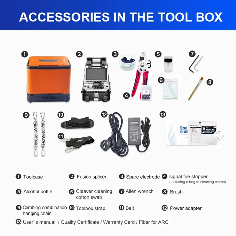 Signal Fire AI-20 AI-30 Optical Fiber Fusion Splicer With Electric Cleaver Splicing Machine 6 Motors Automatic Core Alignment