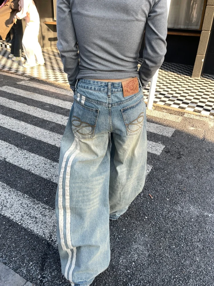 

American Design Straight Leg Jeans High Waist Wide Leg Pants Slimming Loose Fit Waed out Old Sle Floor Length Trousers