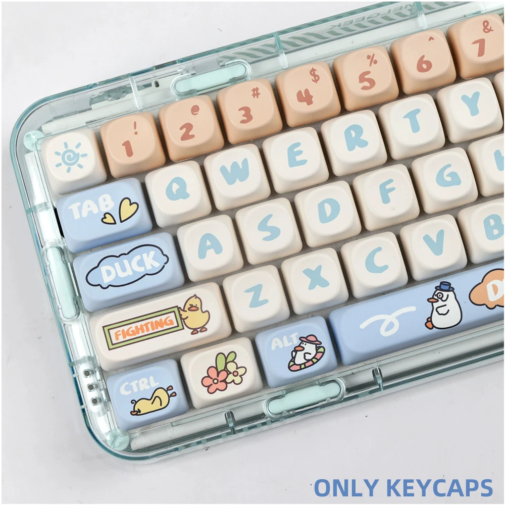 

Cute Creative Cartoon Duck Theme Keycaps 139 Keys Profile PBT English MOA Key Caps For MX Switch Gaming Mechanical Keyboard