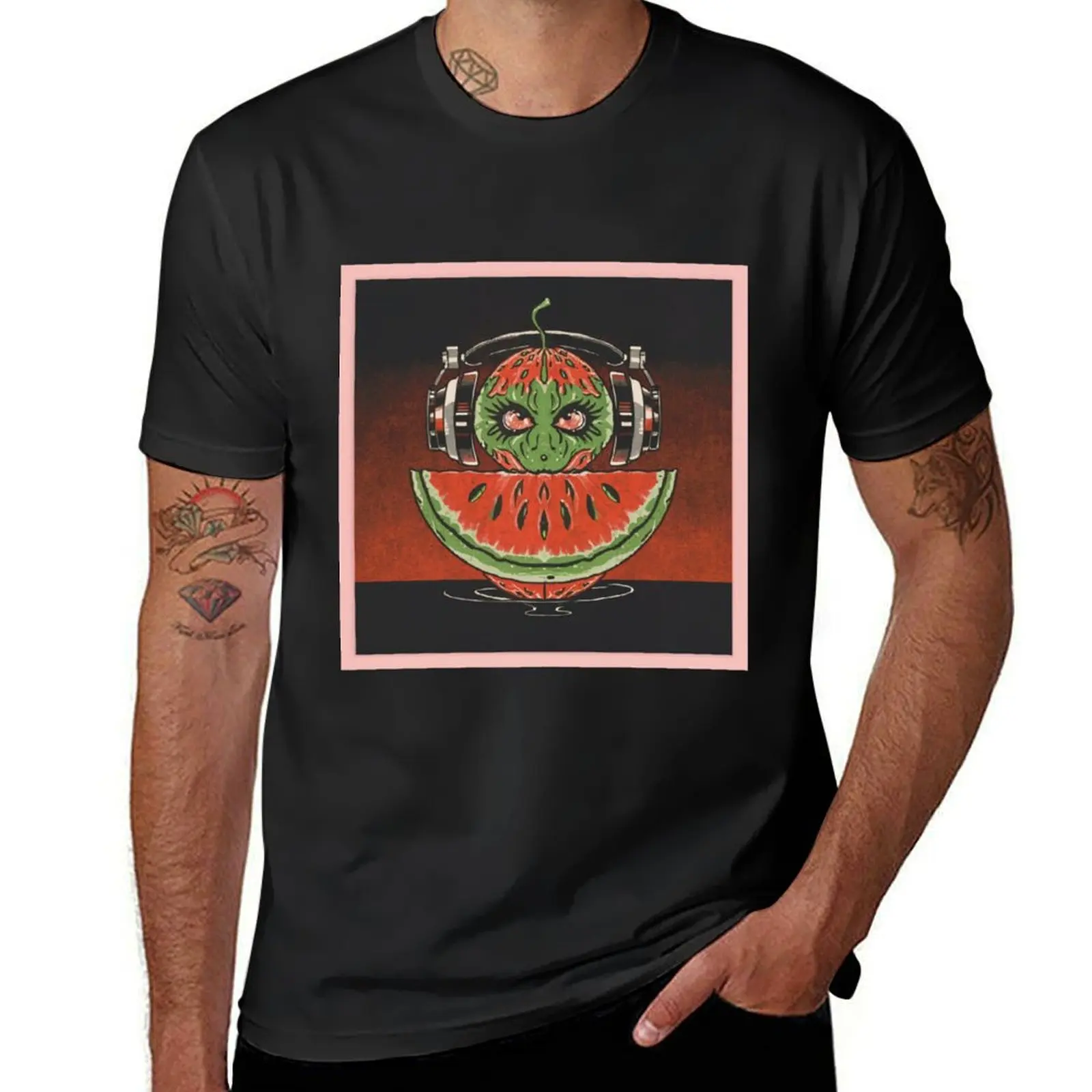 

Watermelon DJ Art Nouveau T-Shirt sports fans oversized summer clothes plain white t shirts men