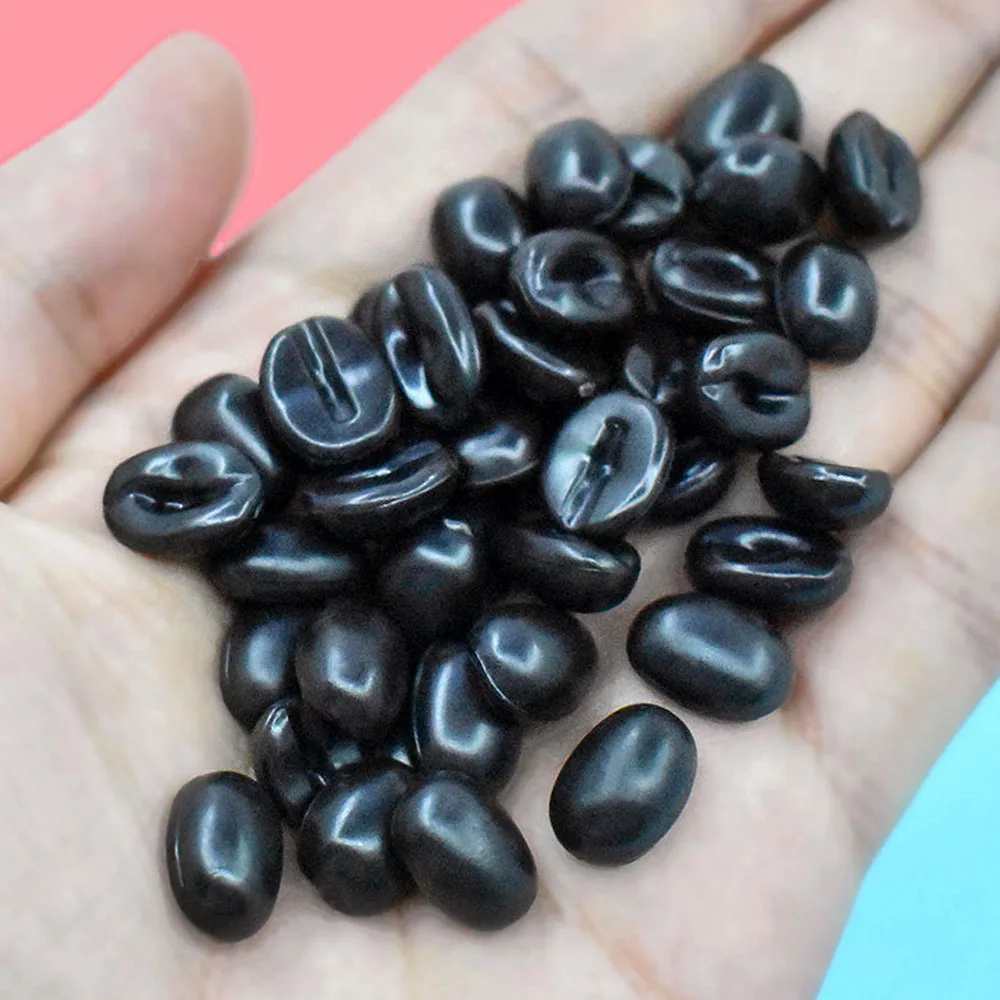 100Pcs Resin Cabochon Fake Food Scrapbooking Craft Simulation Miniature Coffee Beans Flatback DIY Phone Decoration Accessories