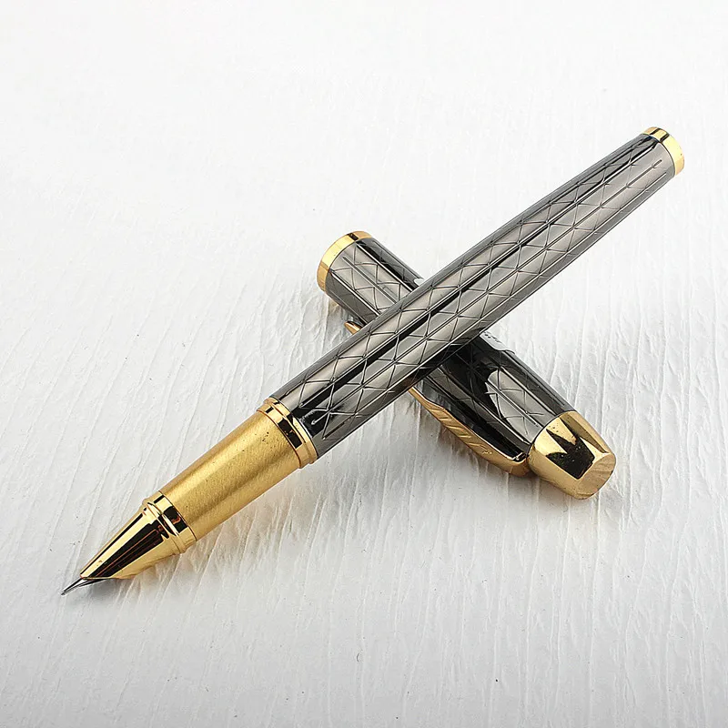 Luxury High-quality Metal Fountain Pen 0.38mm Gun Gray Stationery School Office Supplies Ink Pens