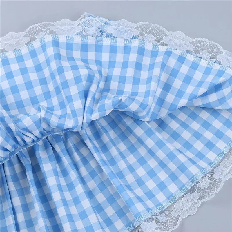 Women Y2K Lace Mini Skirt Summer Plaid Gingham Ruffle Short Fairy Princess Sexy Low Rise Pleated A-line Skirts Lolita 2000s