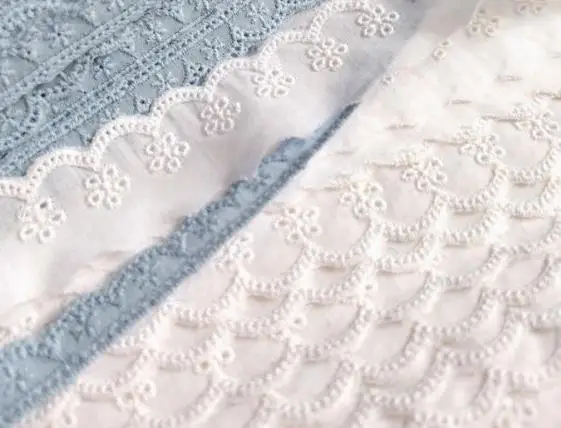 3 أمتار القطن الأزرق الداكن نسيج الدانتيل والتطريز DIY زين طوق تقليم الشريط الخياطة جبر فستان الزفاف القماش الديكور #4