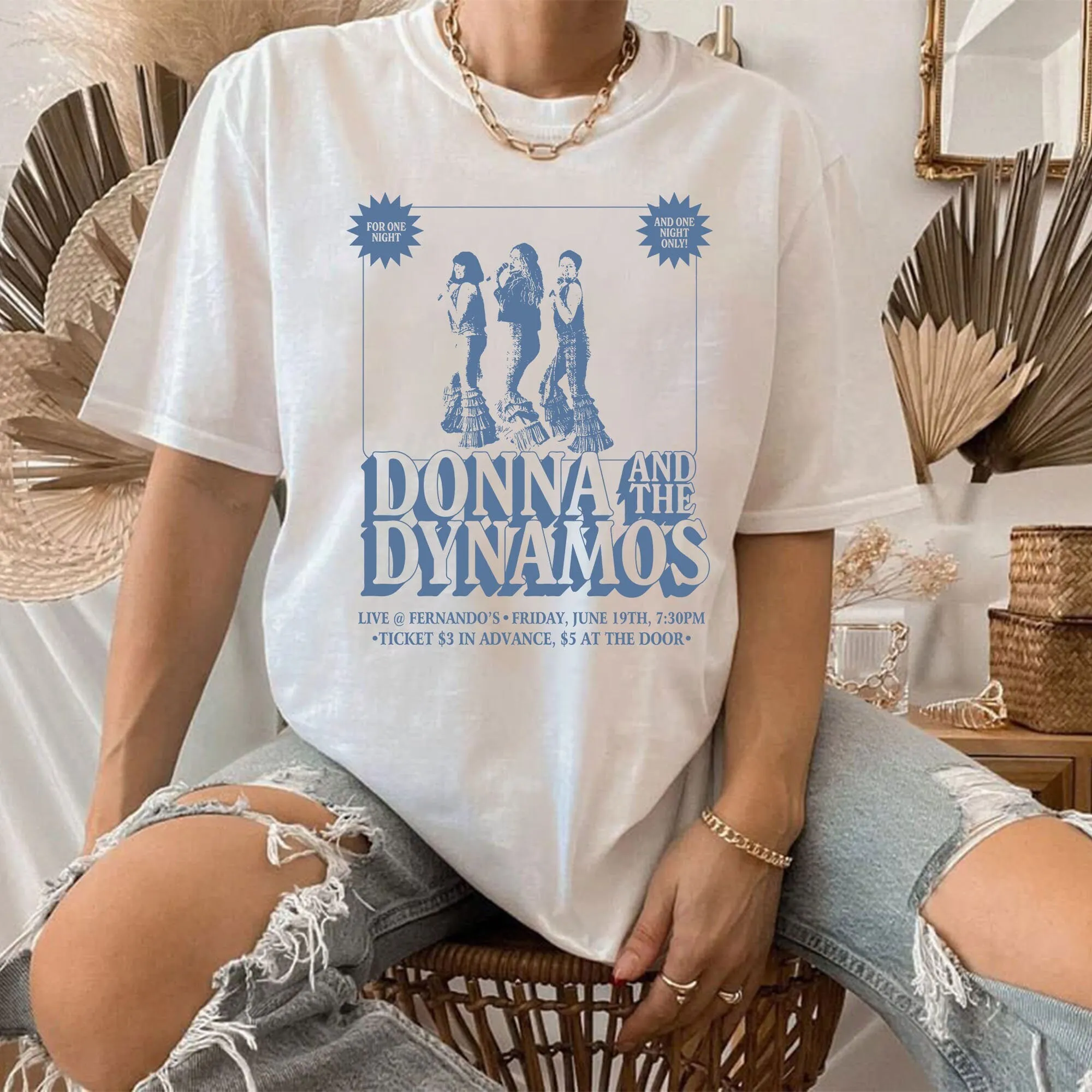 Vintage Donna and the Dynamos One Night Only T shirt Mamma Mia movie theme