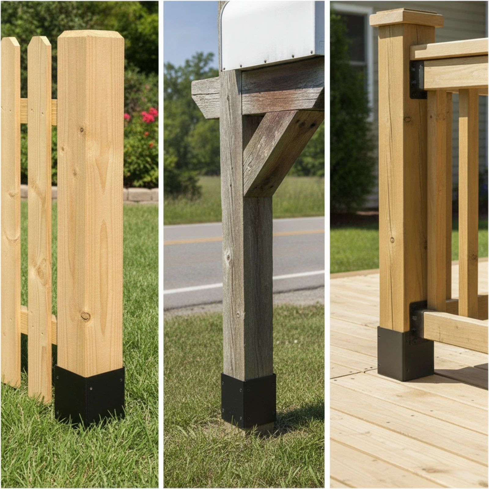 4 Pieces Adjustable Post Protector Telescopic Metal Post Sleeve for Diyers, Mailbox Posts, Deck Railings