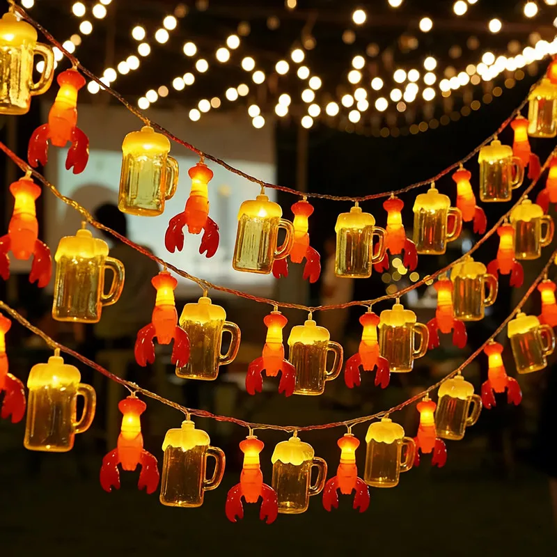 Bierglas-Hummer Nachtmarkt-Stände Lichterkette Feenlampe Sommerparty Urlaub Camping Heim-Dekorationen LED