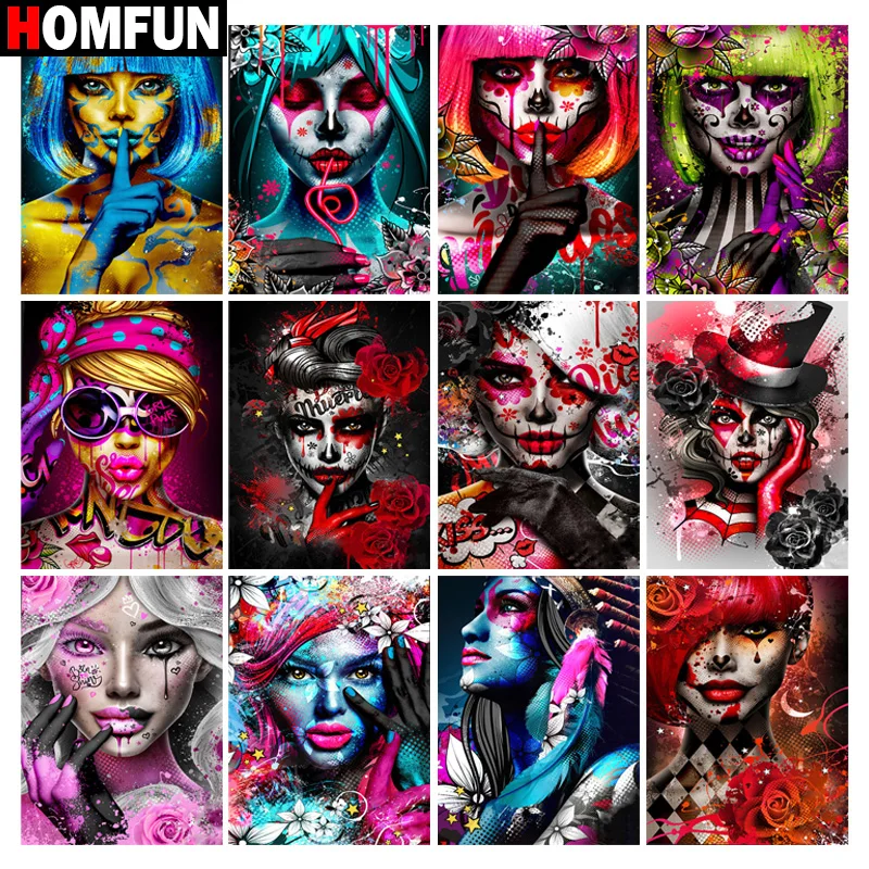

HOMFUN Art 5D Diy Алмазная картина "Портретная женщина" Алмазные картины Вышивка крестиком 3D Декор для вышивки стразами