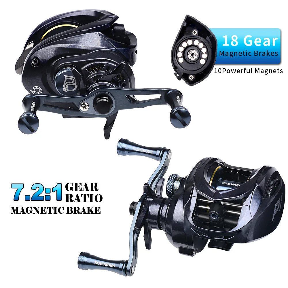 

Metal Lure Fishing Reel 7.2:1Gear Ratio 5+1BB Ball Bearings 8kg Max Drag Fishing Reel Magnetic Brake System Casting Fishing Reel