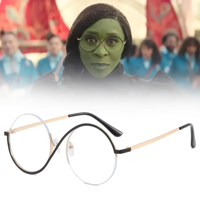 wicked cosplay Ephaba Cosplay Round Eyeglasses Frames  Accessories Costume Halloween Party Glasses For Elphaba Cosplay