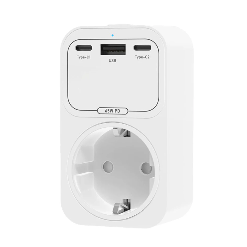 

WiFi Controlled 65W Nitride Charging Socket with 3 Ports for Fast and Safe Device Charging Suitable for Smart Home Setup