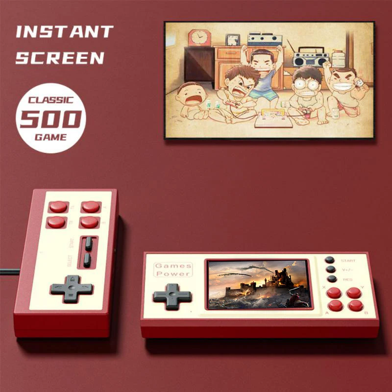 K30 ريترو محمول صغير محمول لعبة فيديو وحدة التحكم 8 بت 2.8 بوصة لون LCD لعبة لاعب المدمج في 500 ألعاب دعم AV الإخراج