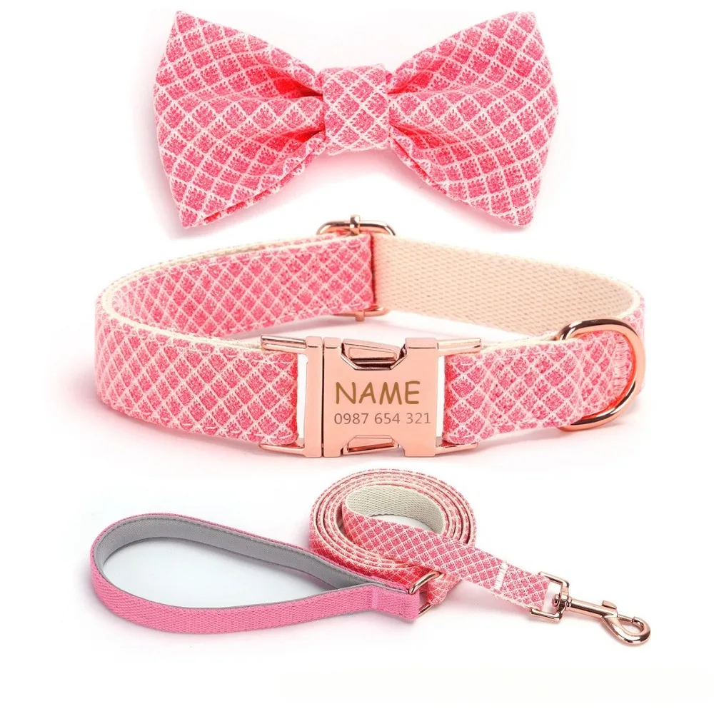 

Custom Personalized Dog Collar Bling Grid Puppy Dog ID Collar Free Engraved Name Tag Dog Leash Collar for Small Medium Dogs Cat