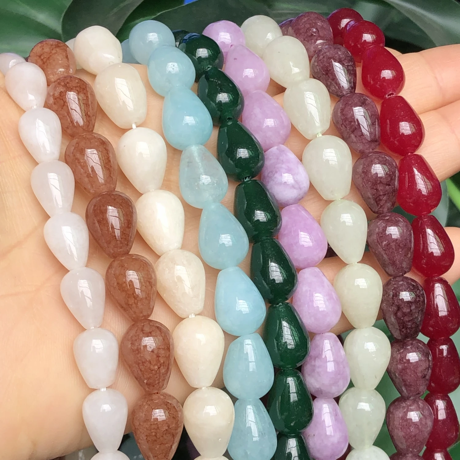 Natural Water Drop Chalcedony Jades Stone Beads Loose Spacer Beads For Jewelry Making Handmade DIY Earrings Bracelet Accessories