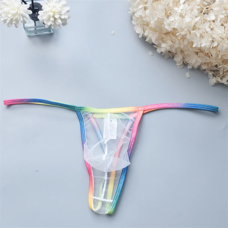 6PCS Men Thongs T-Back Sexy String Underwear Perspective Jockstrap Gay Underpants Mesh Micro String Transparent Mens Lingerie