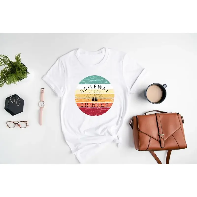 Funny Drinking T Shirt Driveway Drinker Social Distancing Wine Mom Home Quarantine