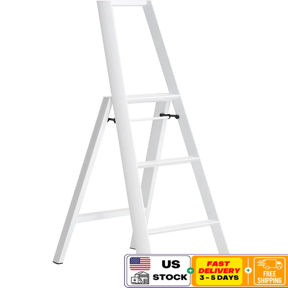 Lucano 3 Step Ladder Lightweight Folding Design Safety Bar Grooved Steps Portable Stands Self Supported Made in Japan Award