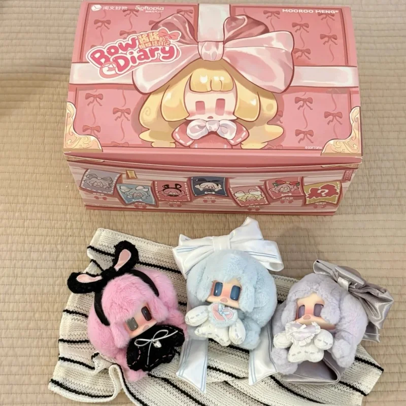 HOT NEW Genuine Mooroo Bow Diary Series Vinyl Plush Pendant Blind Box Cute Bag Charm Keychain Doll Mystery Box Toy Girl Gift