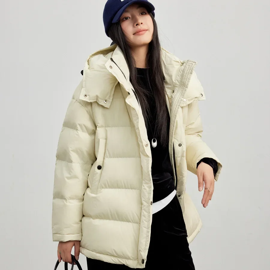 Mode hiver nouveau 90% duvet de canard blanc doudoune femme ample trajet veste à capuche