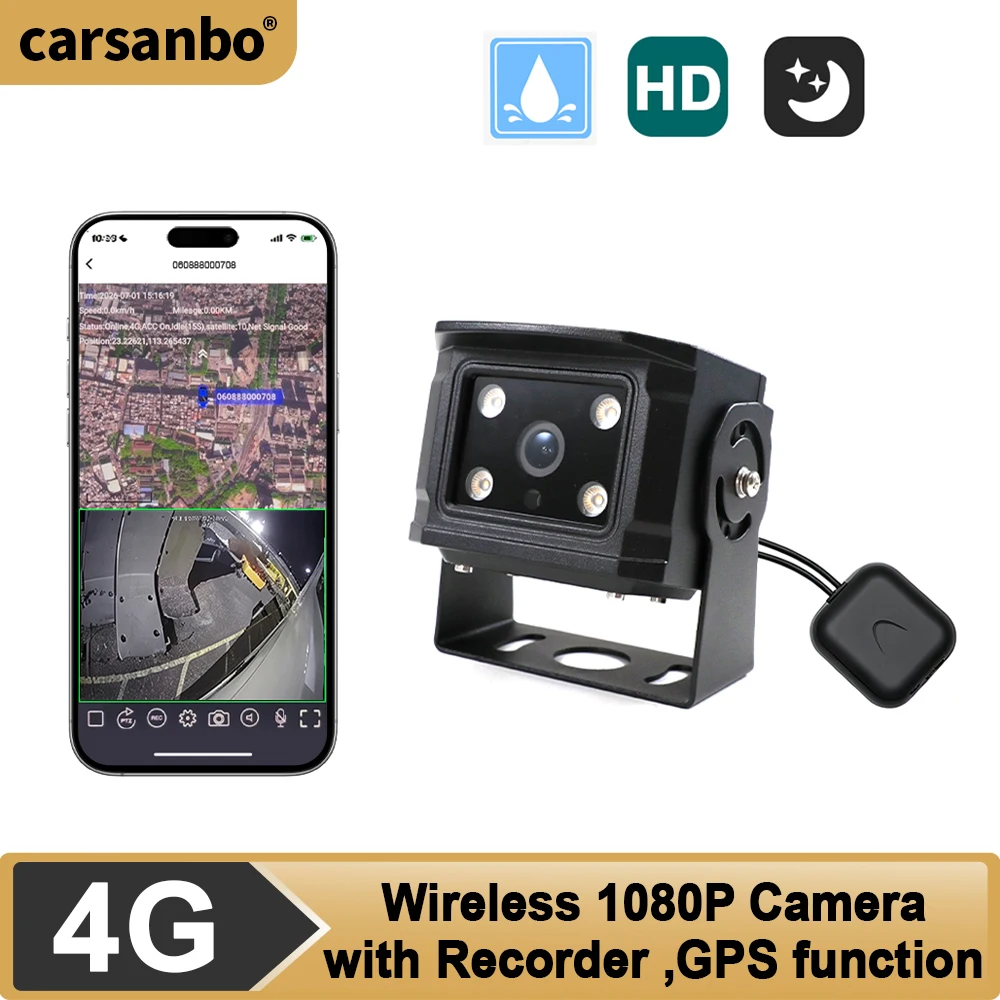 Carsanbo 4G Wireless 1080P Camera With GPS Positioning And Recording Function For Car Truck Bus Suppotr SIM TF