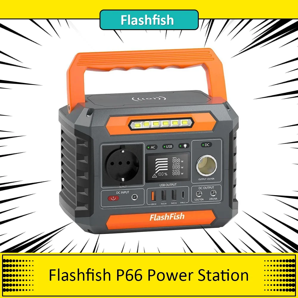 Flashfish P66 Portable Power Station, 230V 260W 288Wh/78000mAh Lithium-ion Cells Solar Generator, 260W AC Output Safe Protection