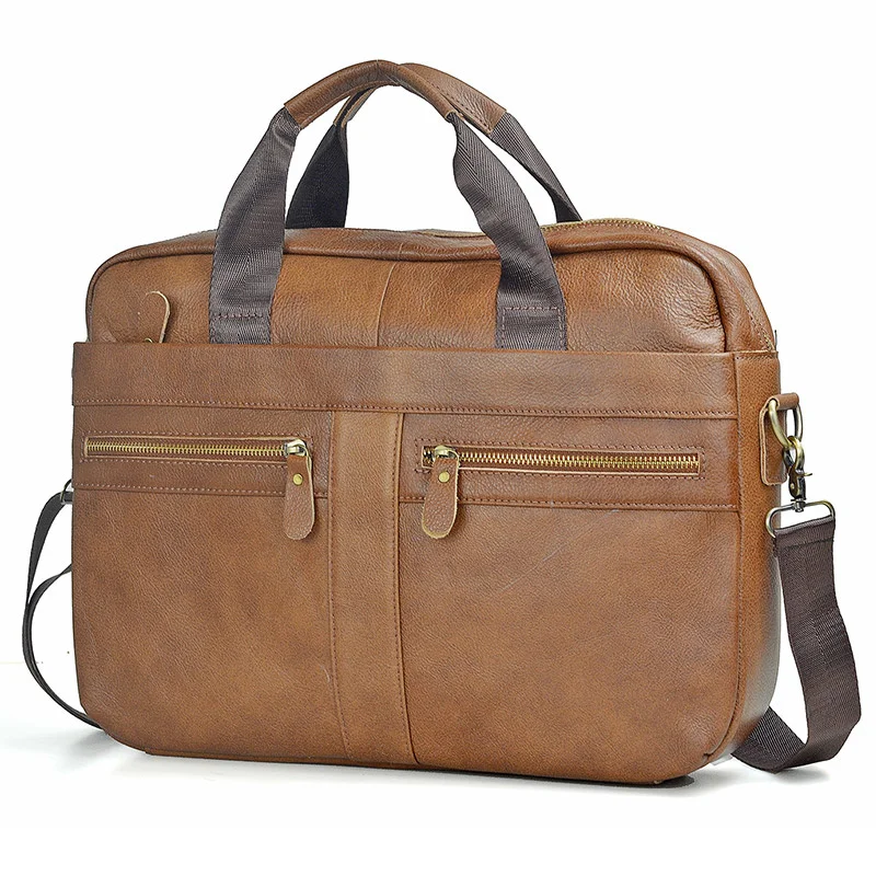 Maleta de couro genuíno para homens, bolsa preta, sacos mensageiro laptop de vaca, bolsa de ombro casual masculina