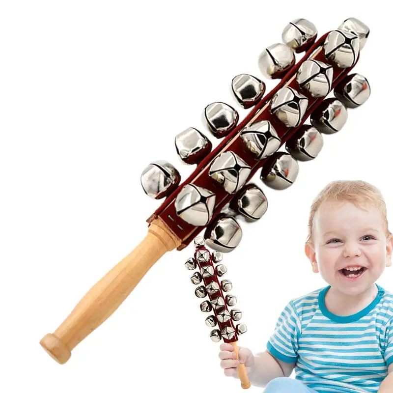 Hand Sleigh Bells Wooden Sleigh Bells Instrument Home School Music Learning Supplies Percussion Rattles Children's Early