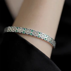 Foxanry Vintage Punk Cuff Bracelet for Women Couples New Fashion Creative Design Sparkling Zircons Wedding Bride Jewelry Gifts