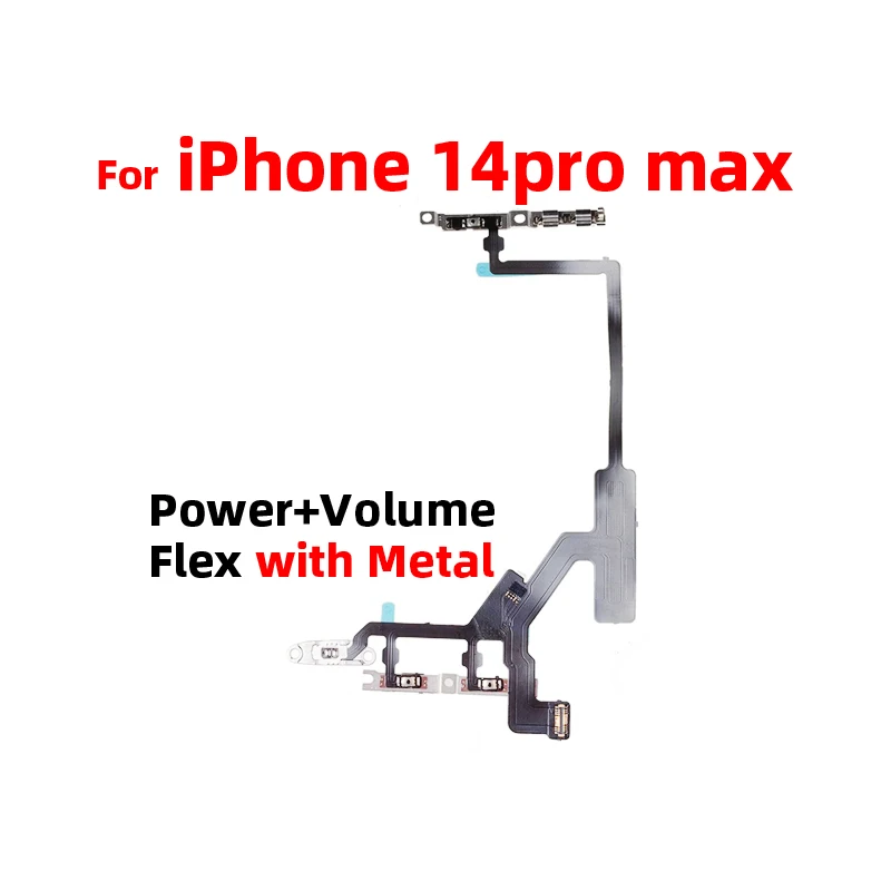 For iPhone 14 Pro Max Power On Off Flex Volume Up Down Side Button Key switch on off button Ribbon Flex Cable With Metal