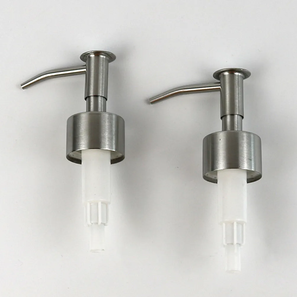 2Pcs Lotion Pump Heads Stainless Steel Press Pump Dispenser Caps Reusable Eco Friendly for Thick Liquids Soap Detergent Refill