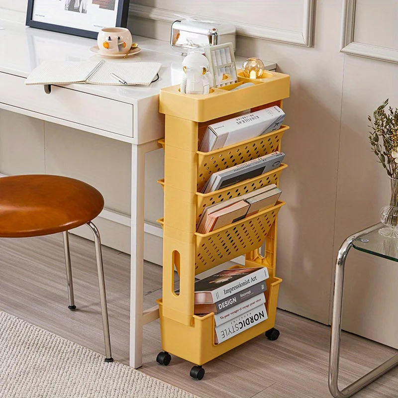 1pc 5-Tier Removable Tableside Bookshelf Book Magazine Newspaper Rack Suitable For Classroom Office Study Bedroom Living Room