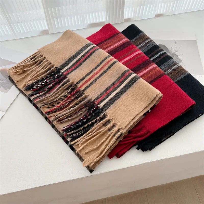 

Luxury Winter Cashmere Thick Warm Scarf Women Cashmere Shawl Plaid Tassel Scarves Pashmina Female Neckerchief Bufanda Headband