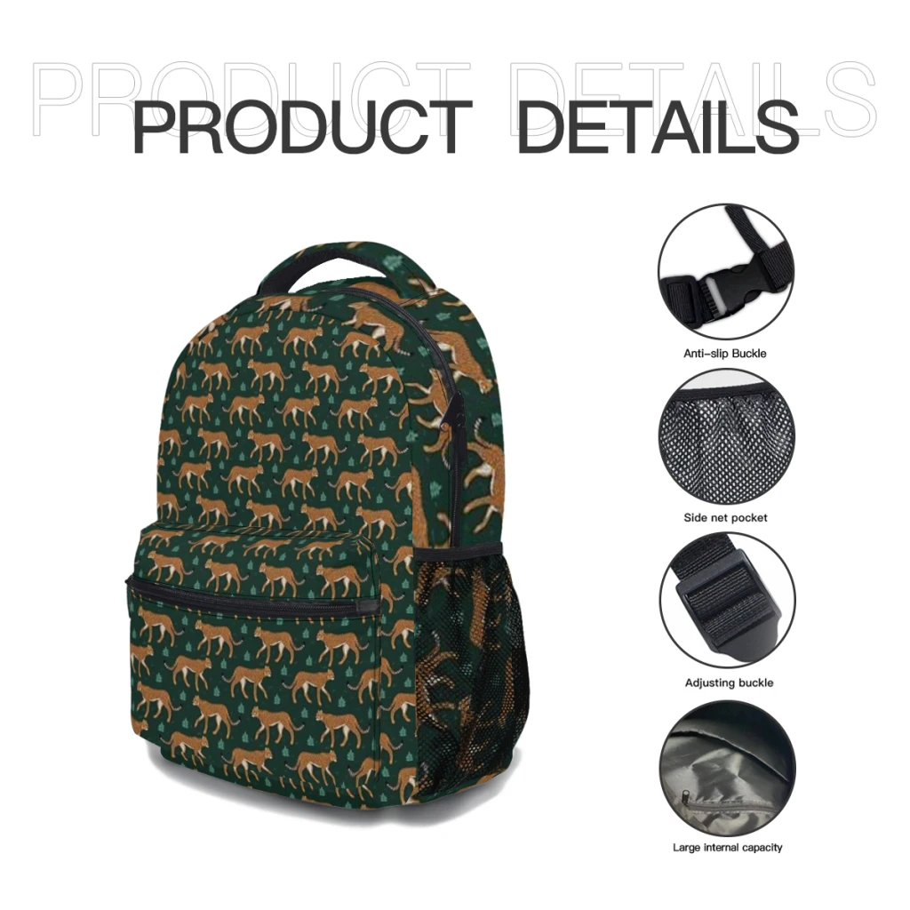 New fashion Wild Jungle Cheetahs - Dark GreenPattern School Bag Print zaino leggero